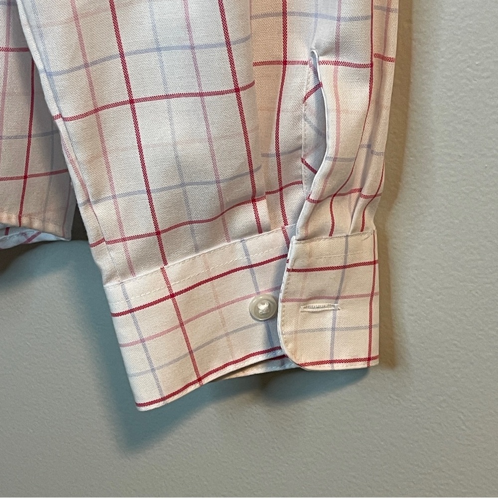 Womens Orvis Large White Pink Checked Blouse Shirt Long Sleeve Vintage - Picture 5 of 6